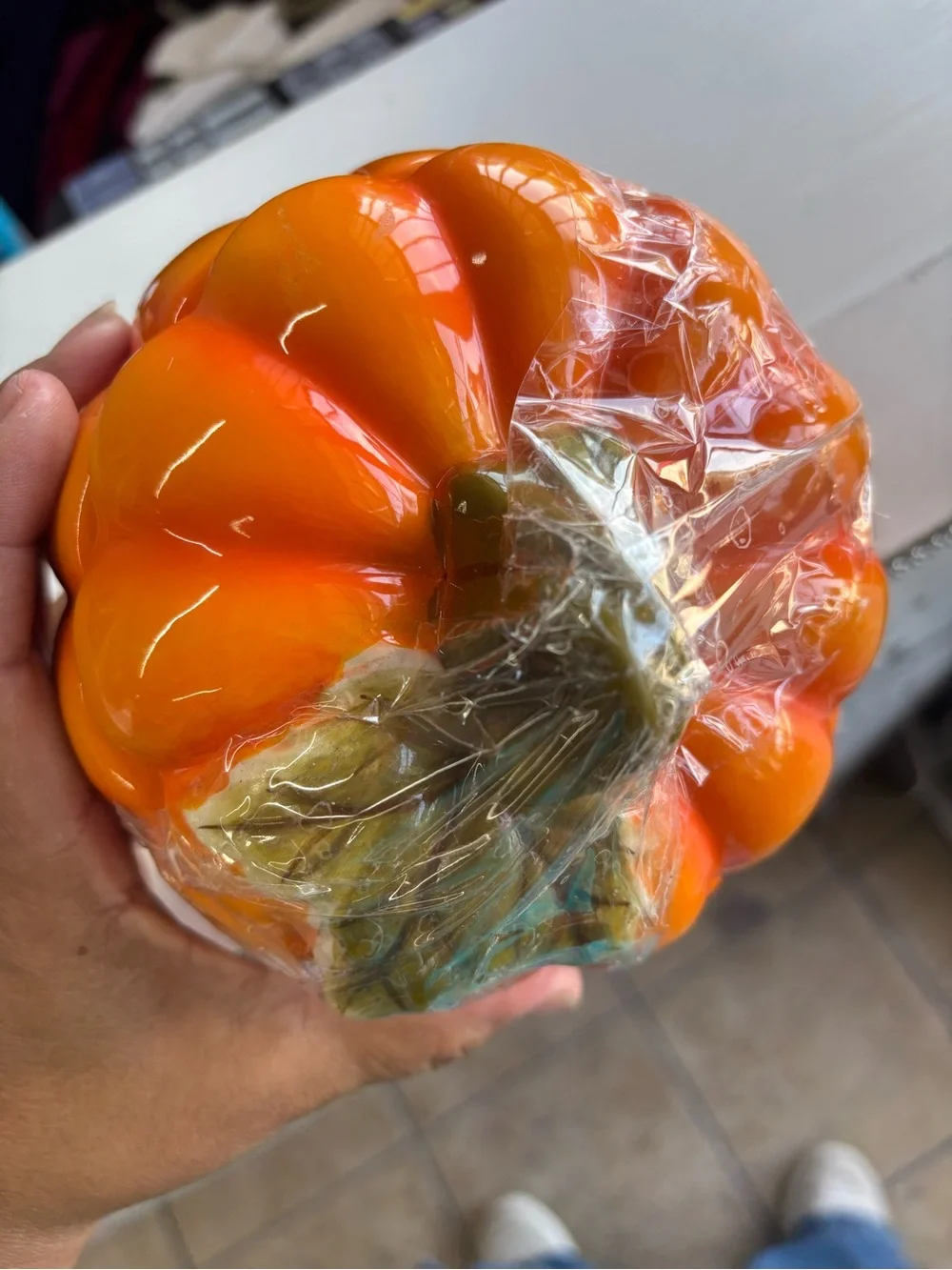 Decorative Orange Ceramic Pumpkin Food Storage Jar